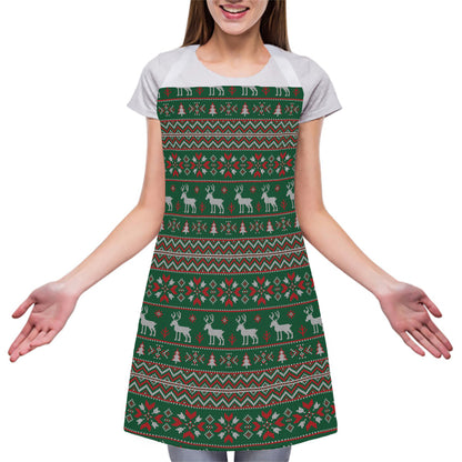 Christmas Holiday Knitted Pattern Print Adjustable Apron