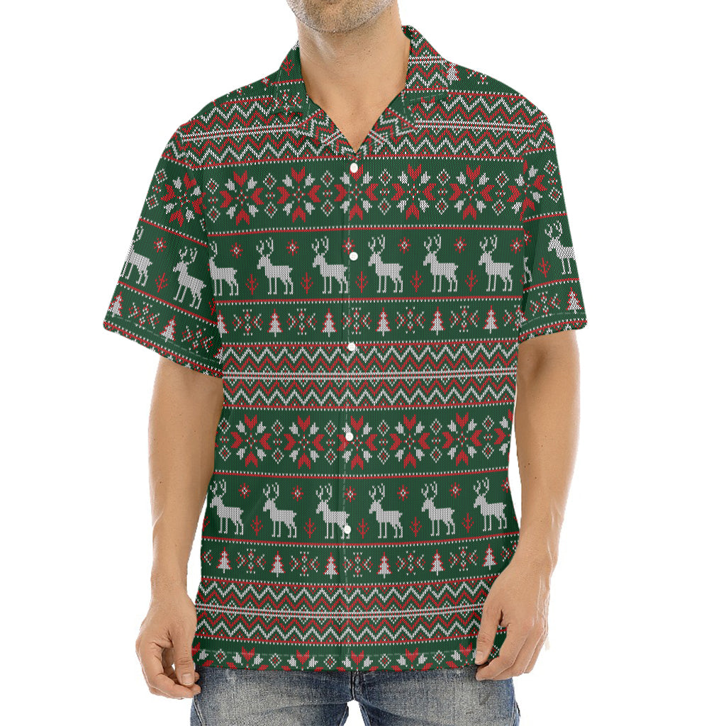 Christmas Holiday Knitted Pattern Print Aloha Shirt
