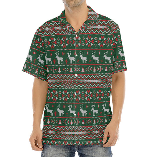 Christmas Holiday Knitted Pattern Print Aloha Shirt