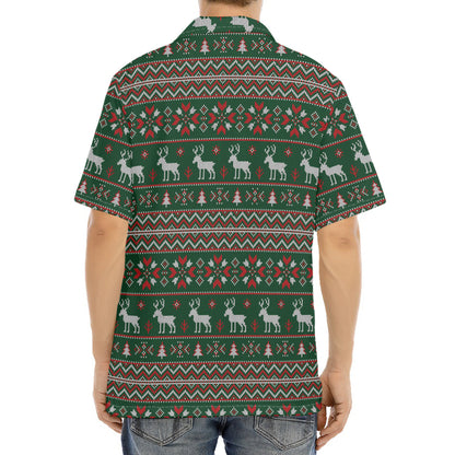 Christmas Holiday Knitted Pattern Print Aloha Shirt