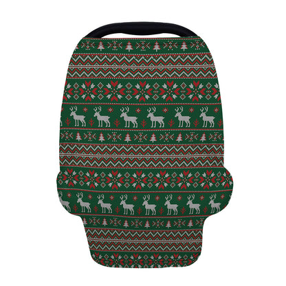 Christmas Holiday Knitted Pattern Print Baby Seat Cover