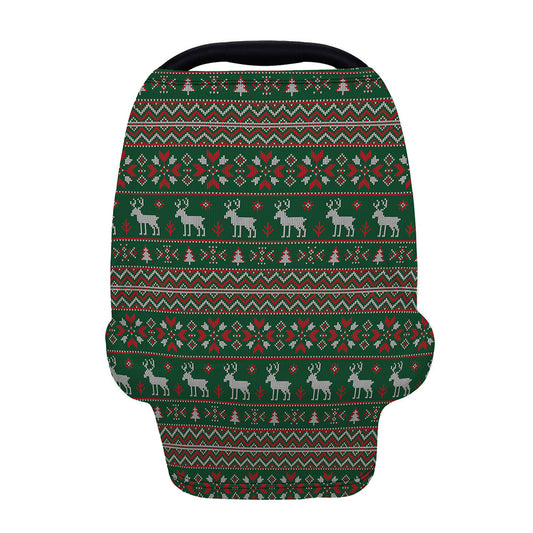 Christmas Holiday Knitted Pattern Print Baby Seat Cover