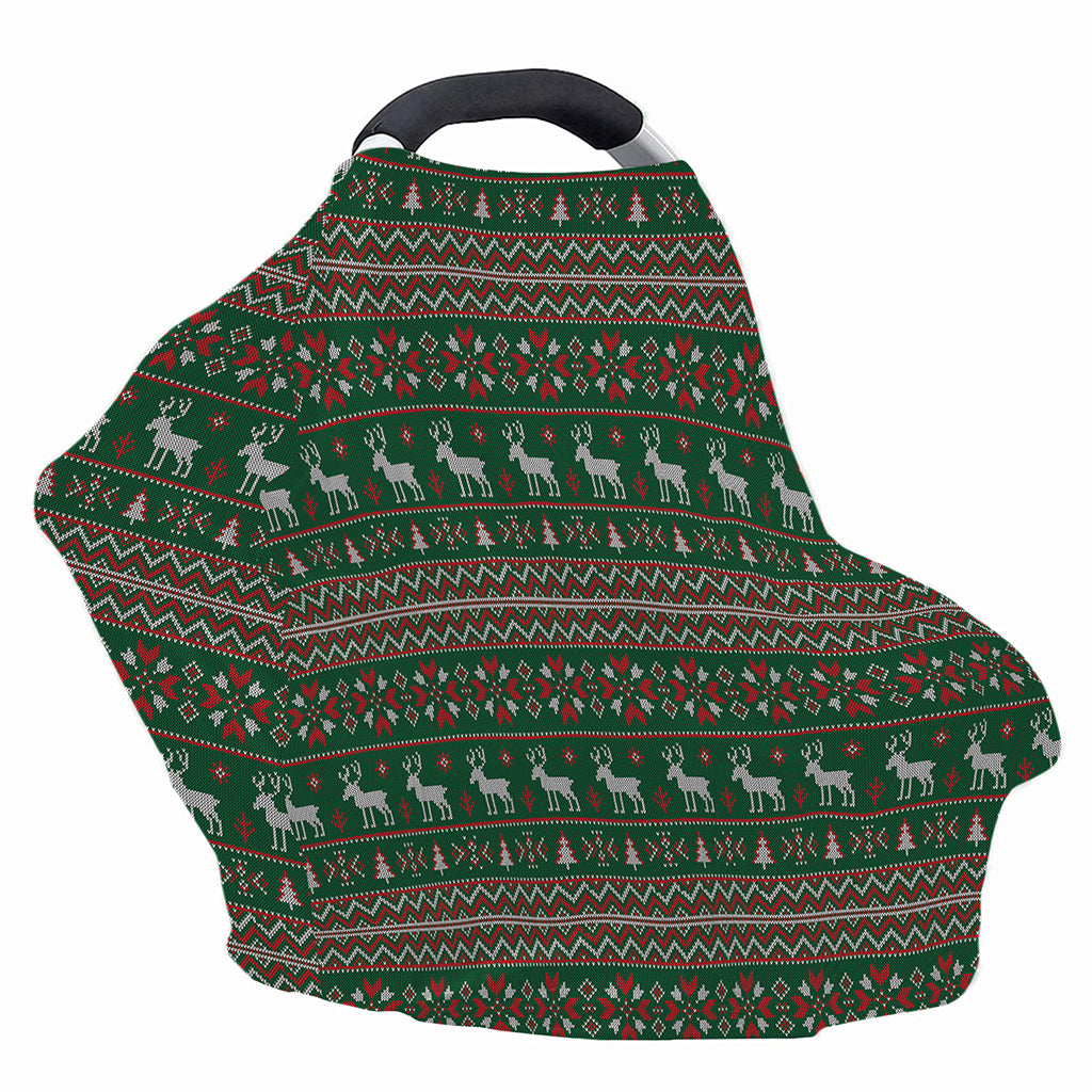 Christmas Holiday Knitted Pattern Print Baby Seat Cover