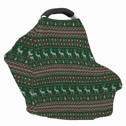 Christmas Holiday Knitted Pattern Print Baby Seat Cover