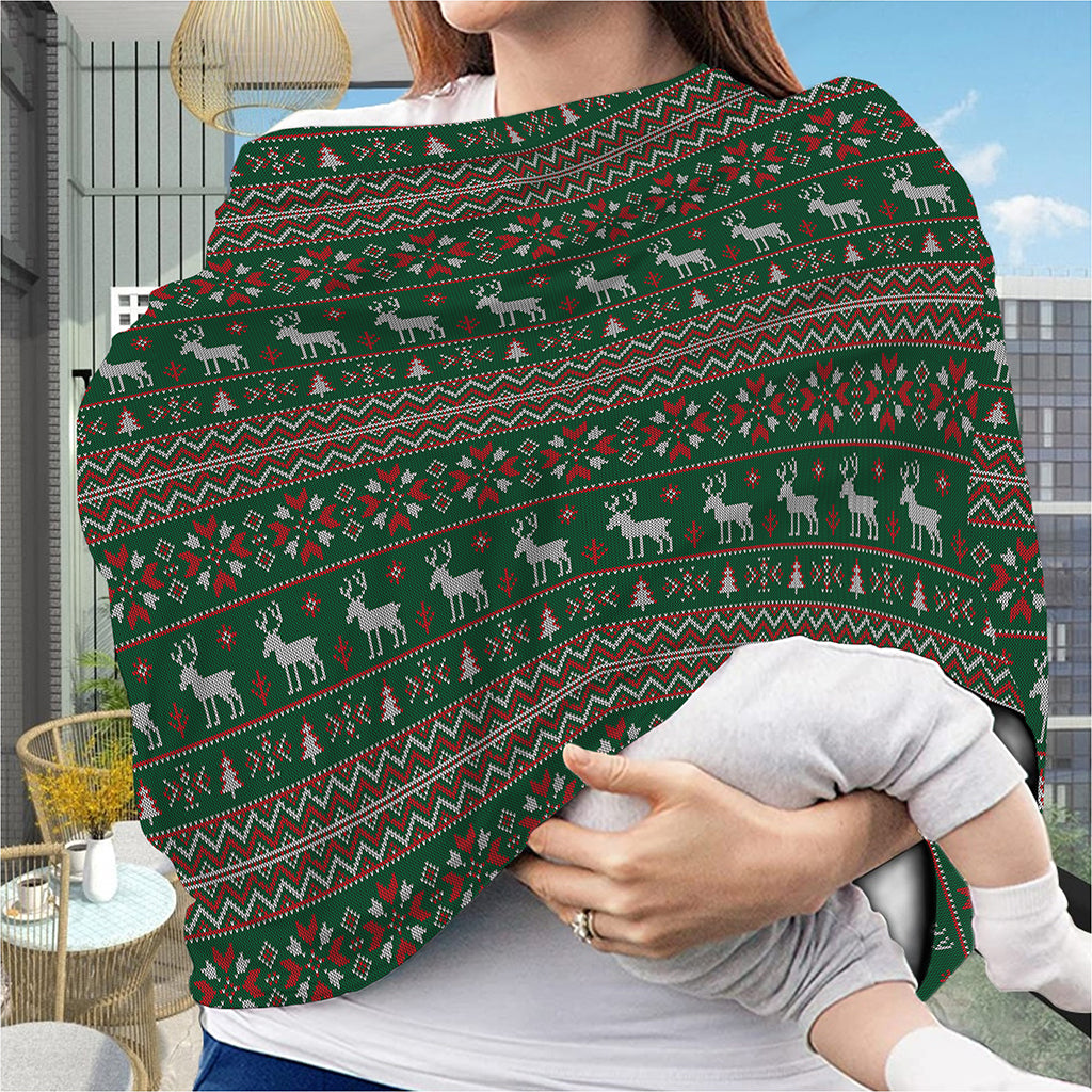 Christmas Holiday Knitted Pattern Print Baby Seat Cover