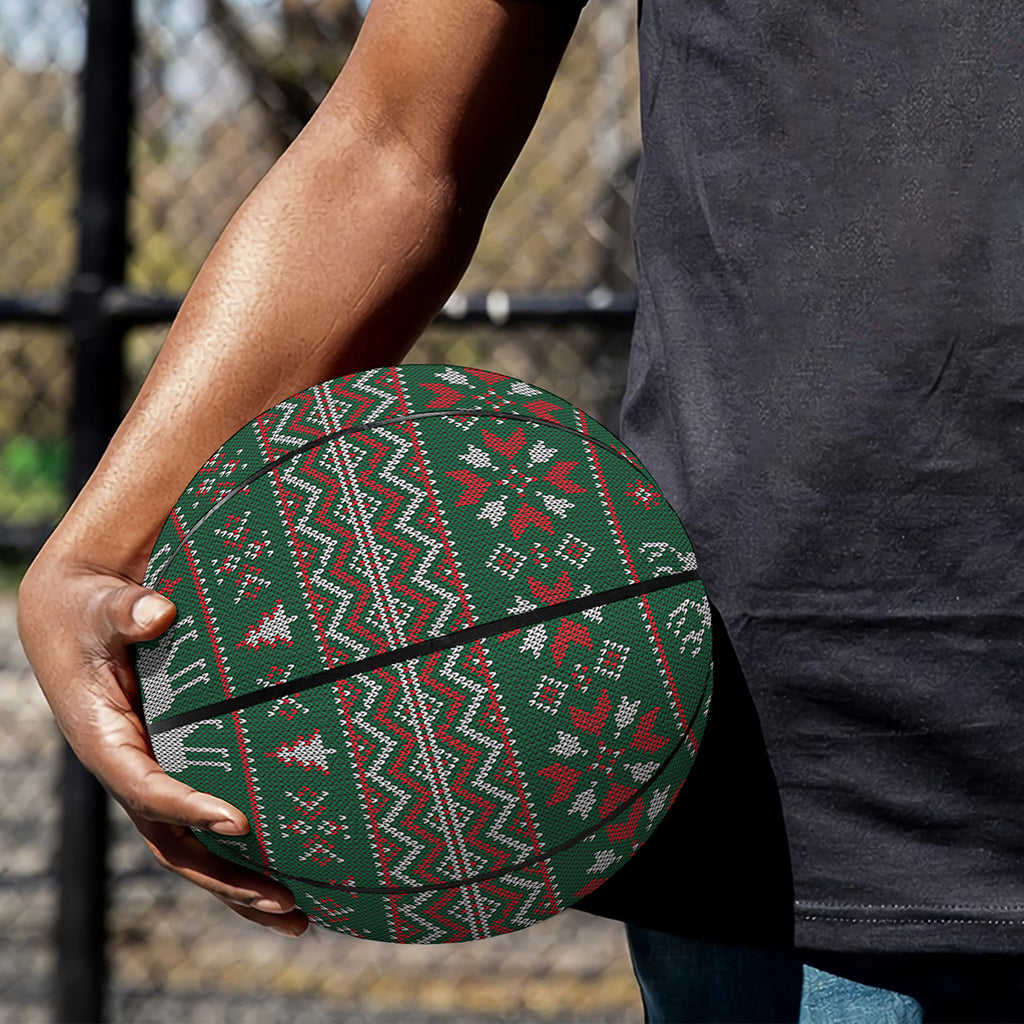 Christmas Holiday Knitted Pattern Print Basketball