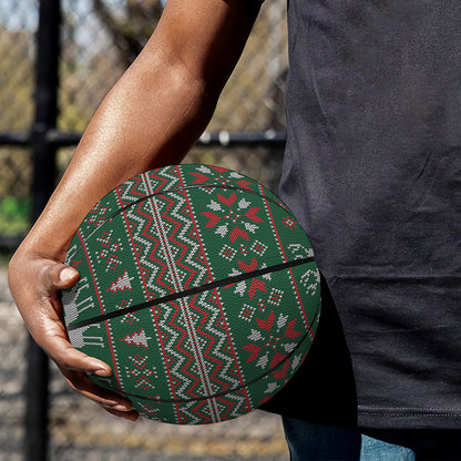 Christmas Holiday Knitted Pattern Print Basketball