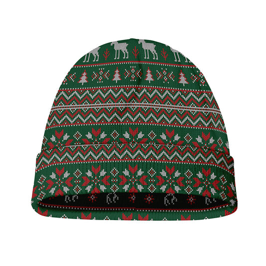 Christmas Holiday Knitted Pattern Print Beanie