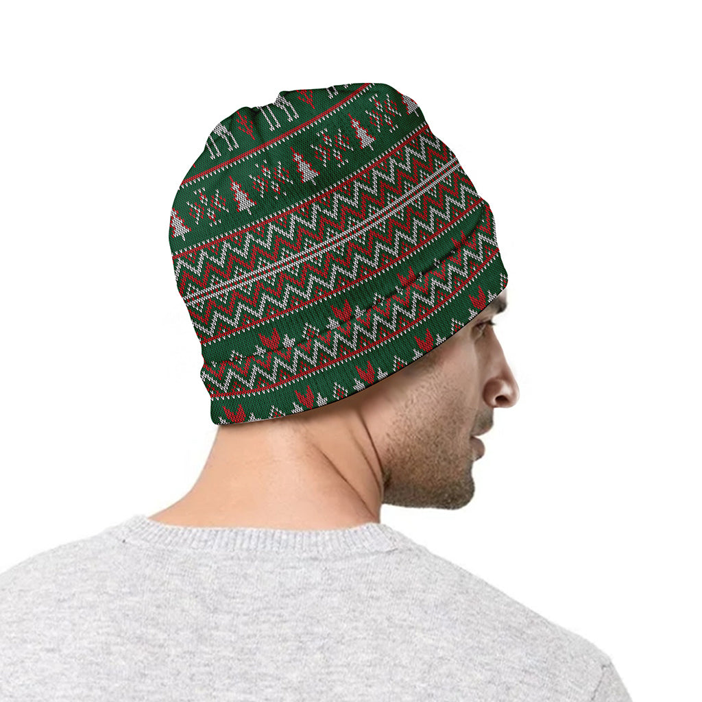 Christmas Holiday Knitted Pattern Print Beanie