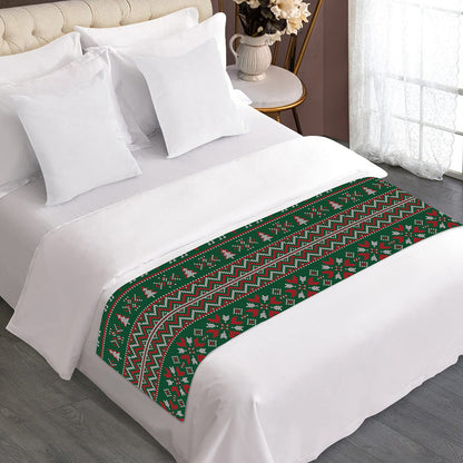 Christmas Holiday Knitted Pattern Print Bed Runner