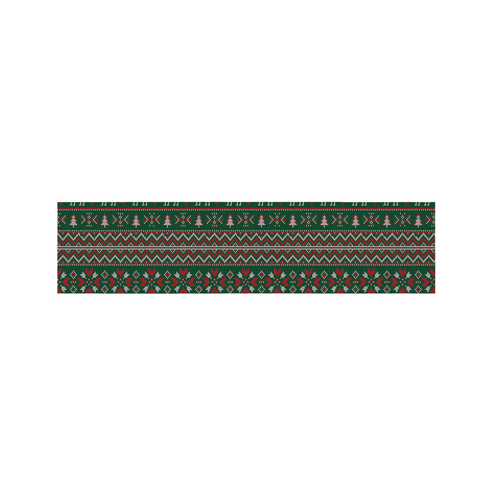 Christmas Holiday Knitted Pattern Print Bed Runner