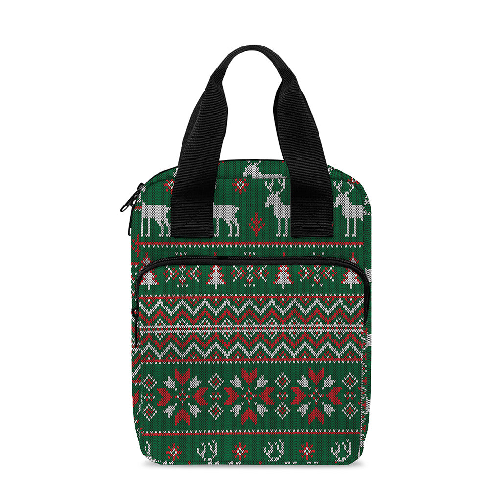 Christmas Holiday Knitted Pattern Print Bible Tote Bag