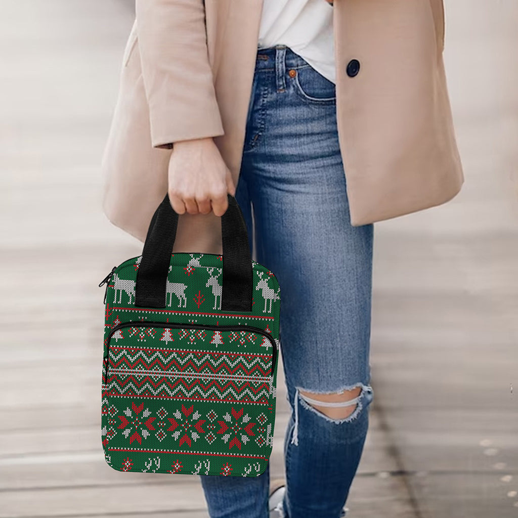 Christmas Holiday Knitted Pattern Print Bible Tote Bag