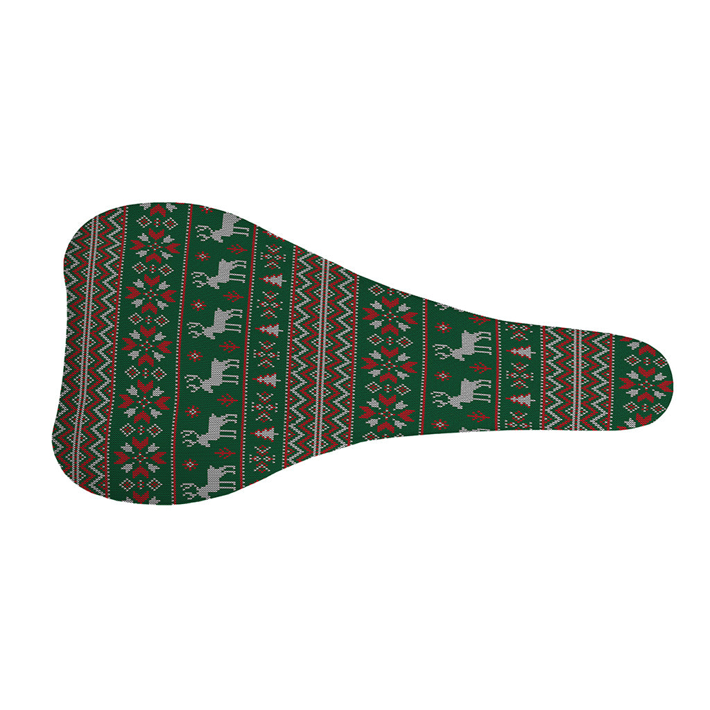 Christmas Holiday Knitted Pattern Print Bicycle Seat Cover