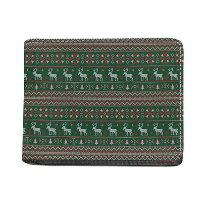 Christmas Holiday Knitted Pattern Print Bifold Wallet
