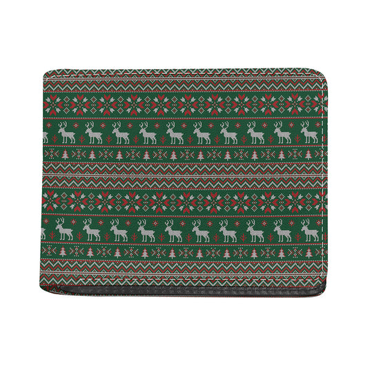Christmas Holiday Knitted Pattern Print Bifold Wallet