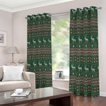 Christmas Holiday Knitted Pattern Print Blackout Grommet Curtains