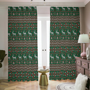 Christmas Holiday Knitted Pattern Print Blackout Pencil Pleat Curtains