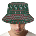 Christmas Holiday Knitted Pattern Print Bucket Hat
