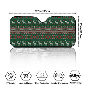 Christmas Holiday Knitted Pattern Print Car Windshield Sun Shade