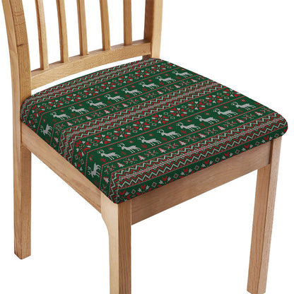 Christmas Holiday Knitted Pattern Print Chair Cushion Cover