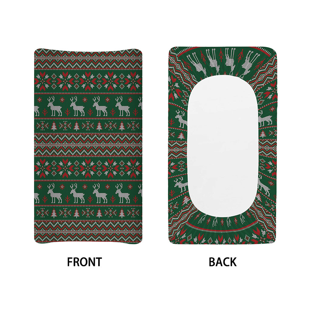 Christmas Holiday Knitted Pattern Print Changing Pad Cover
