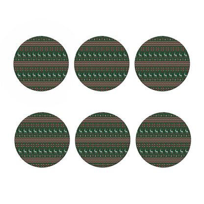 Christmas Holiday Knitted Pattern Print Coaster Set