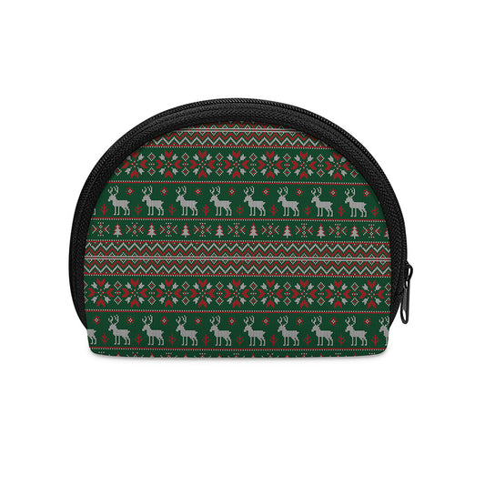 Christmas Holiday Knitted Pattern Print Coin Purse