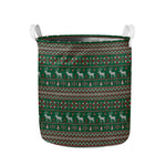 Christmas Holiday Knitted Pattern Print Collapsible Laundry Basket
