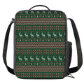 Christmas Holiday Knitted Pattern Print Crossbody Lunch Bag