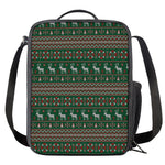 Christmas Holiday Knitted Pattern Print Crossbody Lunch Bag