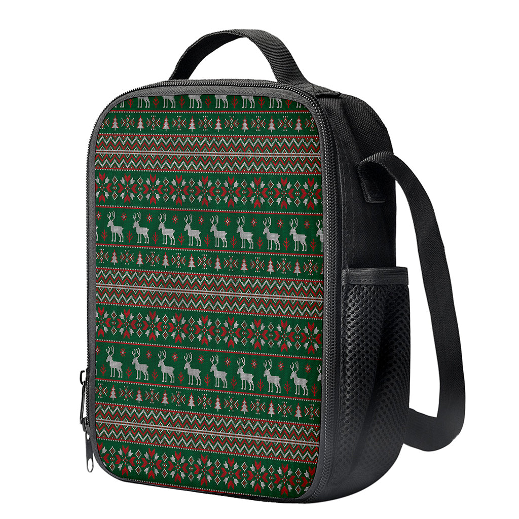 Christmas Holiday Knitted Pattern Print Crossbody Lunch Bag