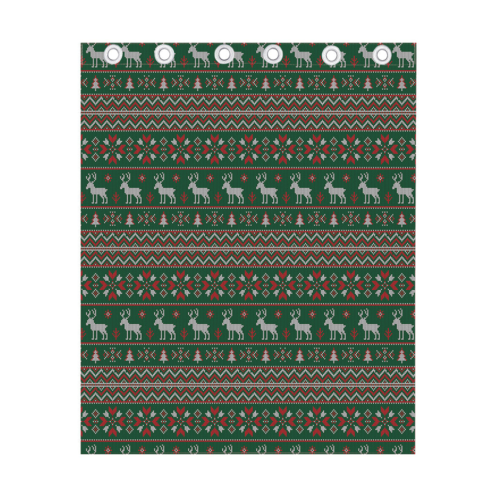 Christmas Holiday Knitted Pattern Print Curtain
