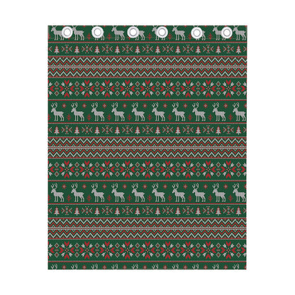Christmas Holiday Knitted Pattern Print Curtain