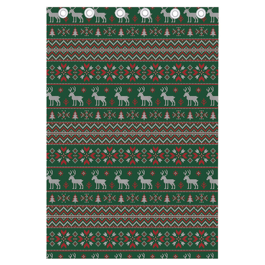 Christmas Holiday Knitted Pattern Print Curtain