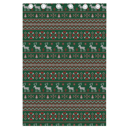 Christmas Holiday Knitted Pattern Print Curtain