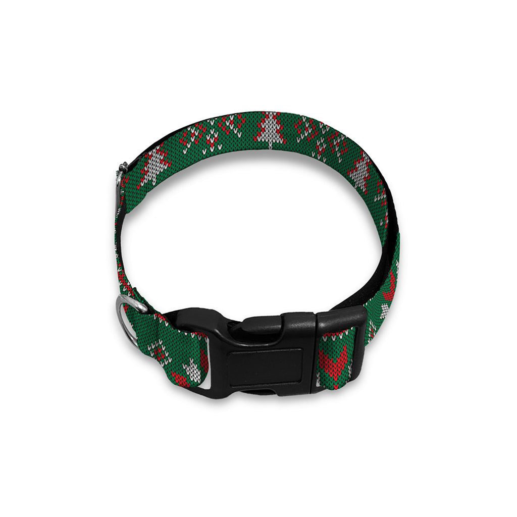 Christmas Holiday Knitted Pattern Print Dog Collar