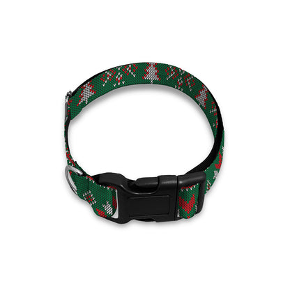 Christmas Holiday Knitted Pattern Print Dog Collar