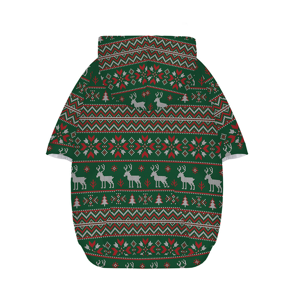 Christmas Holiday Knitted Pattern Print Dog Zip Up Hoodie
