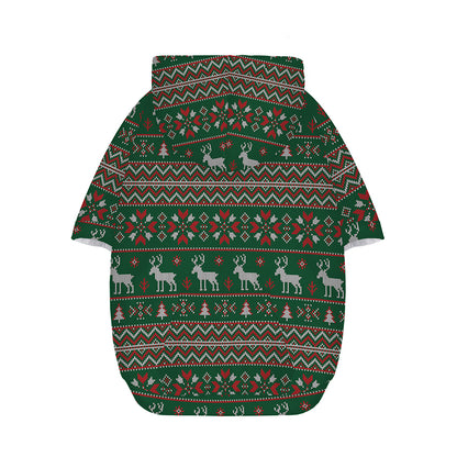 Christmas Holiday Knitted Pattern Print Dog Zip Up Hoodie