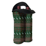 Christmas Holiday Knitted Pattern Print Double Neoprene Wine Tote