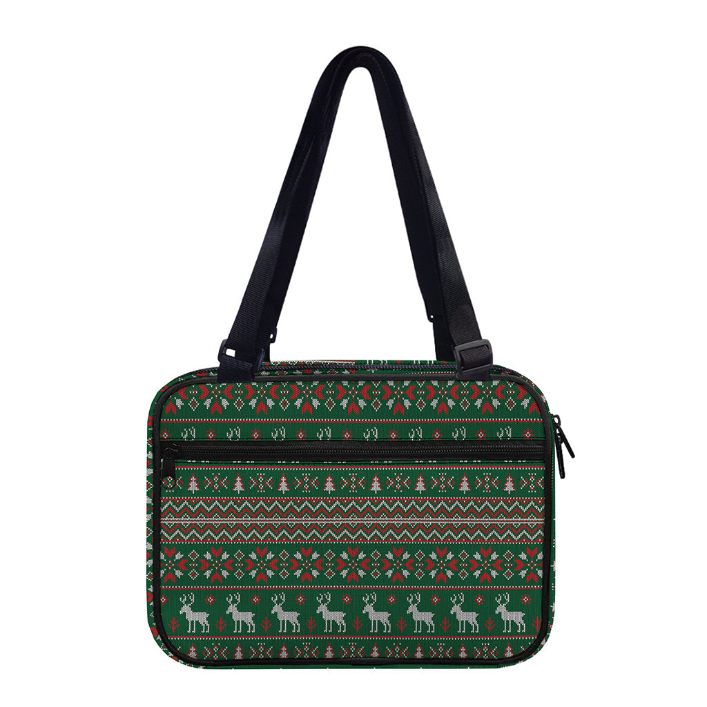 Christmas Holiday Knitted Pattern Print Double Strap Bible Bag