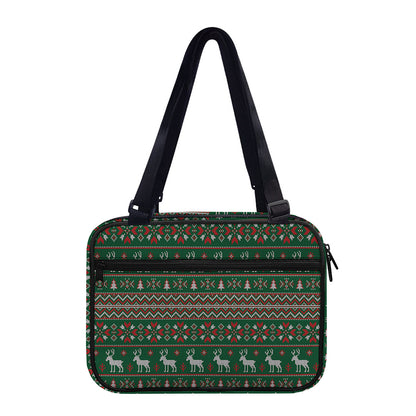 Christmas Holiday Knitted Pattern Print Double Strap Bible Bag