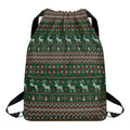 Christmas Holiday Knitted Pattern Print Drawstring Backpack