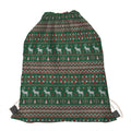 Christmas Holiday Knitted Pattern Print Drawstring Bag