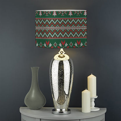 Christmas Holiday Knitted Pattern Print Drum Lamp Shade