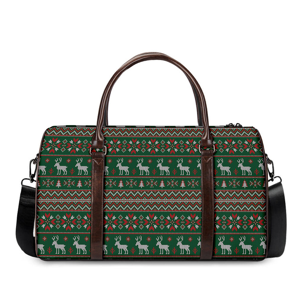 Christmas Holiday Knitted Pattern Print Duffle Bag