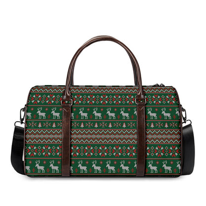 Christmas Holiday Knitted Pattern Print Duffle Bag