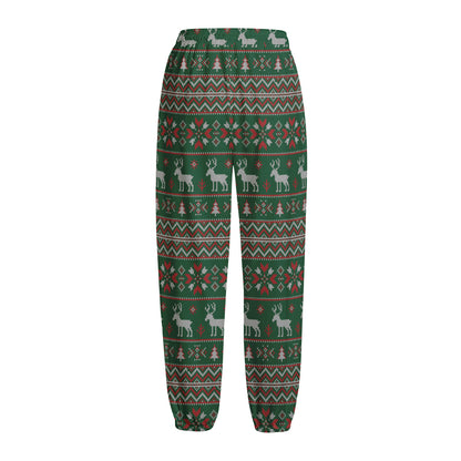 Christmas Holiday Knitted Pattern Print Fleece Lined Knit Pants