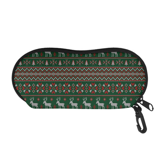 Christmas Holiday Knitted Pattern Print Glasses Case